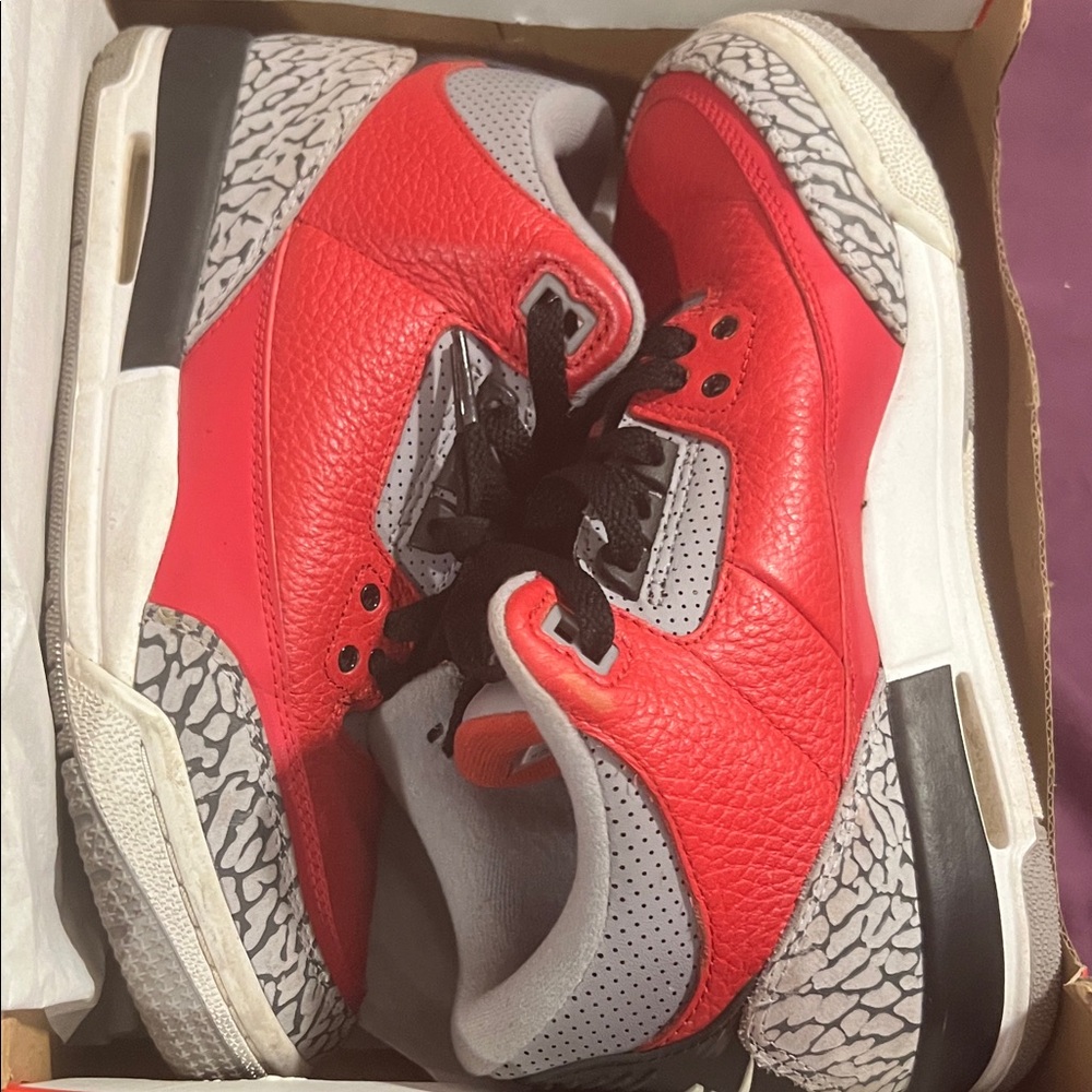 Jordan Women's Red and Gray Sneakers